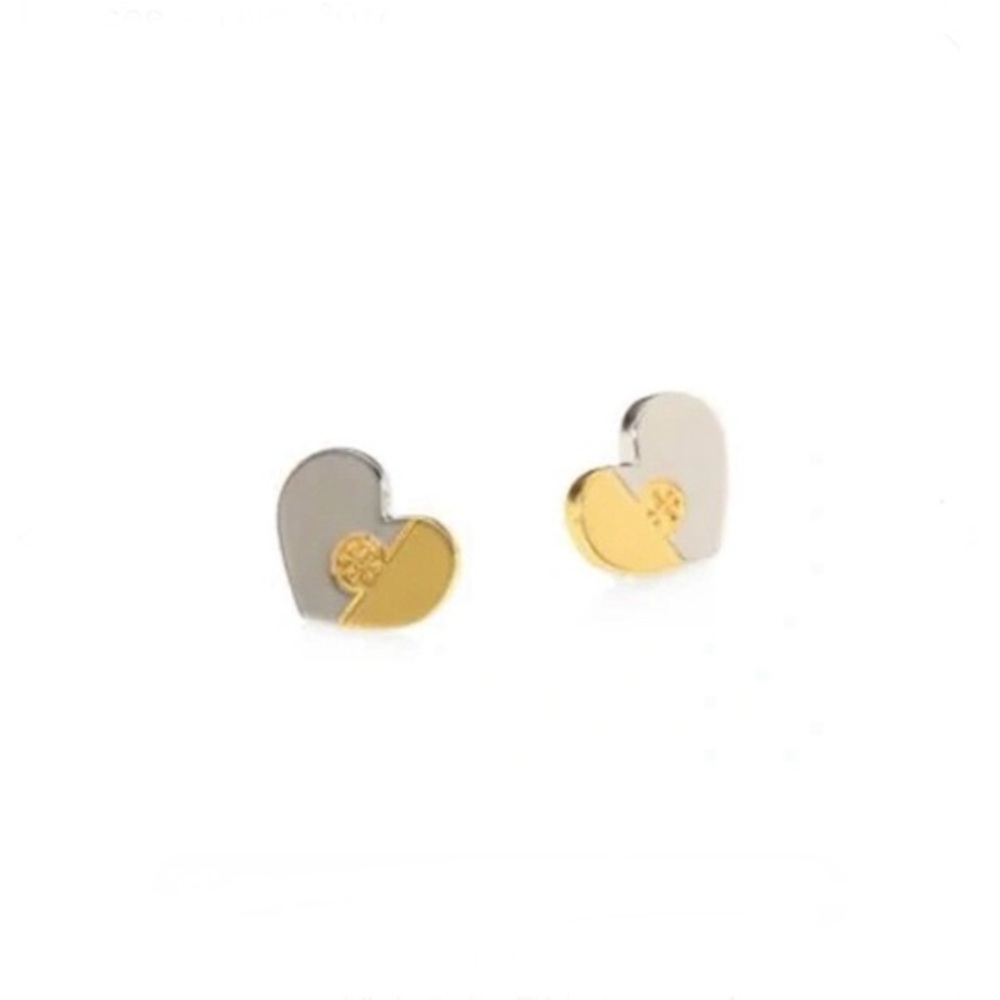 TORY BURCH Puzzle Heart Stud Earrings - Picture 2 of 4